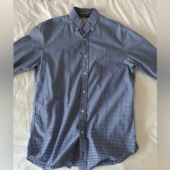 J. Crew Secret Wash Blue Gingham Button Down - Picture 1 of 5